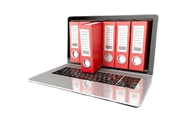 Expediente digital en laptop